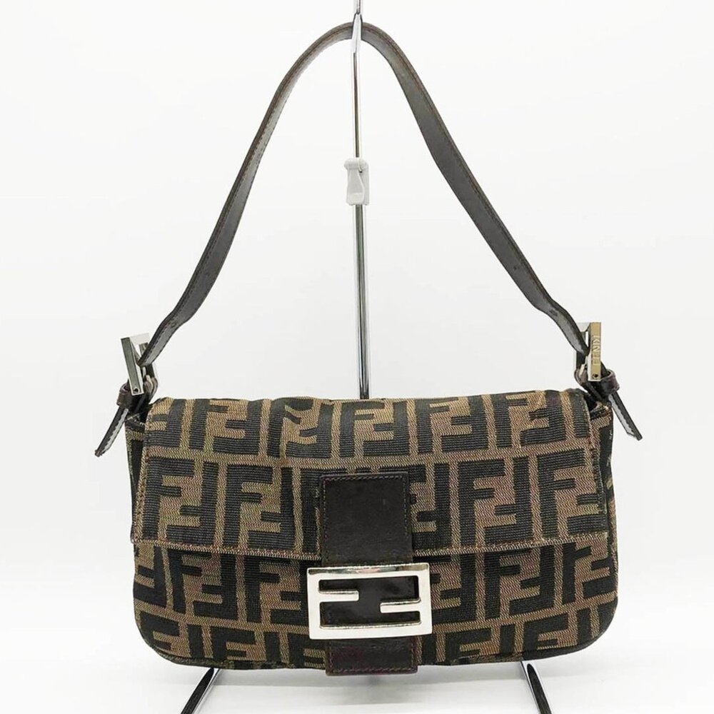 Pre-Loved Fendi Mama Bucket Zucca Shoulder Bag Brown Nylon Canvas